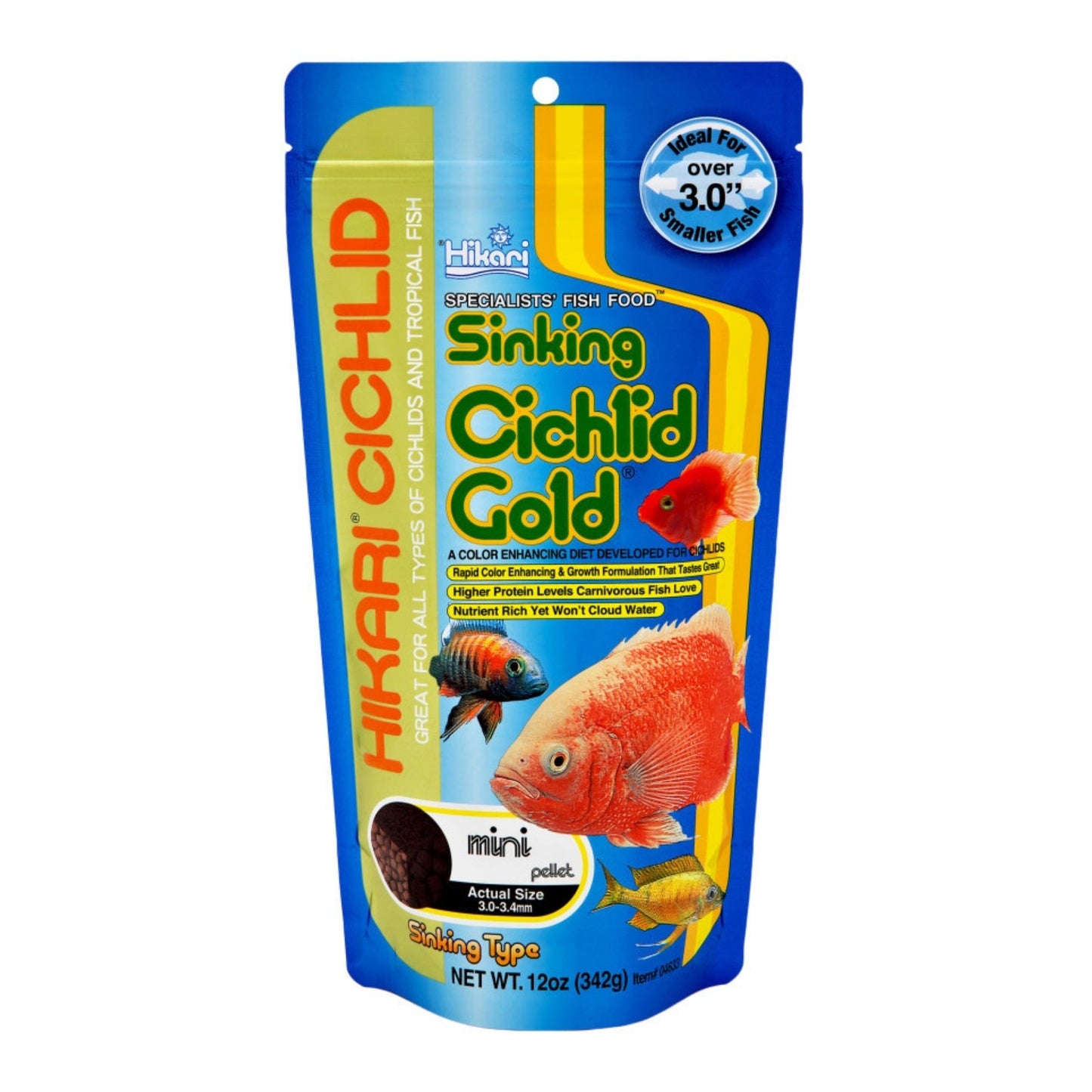 Hikari USA Cichlid Gold Sinking Pellets Fish Food 1ea/12 oz, Mini