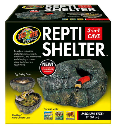 Zoo Med Repti Shelter 3in1 Cave Terrarium Hideaway Black, 1ea/8 in, MD
