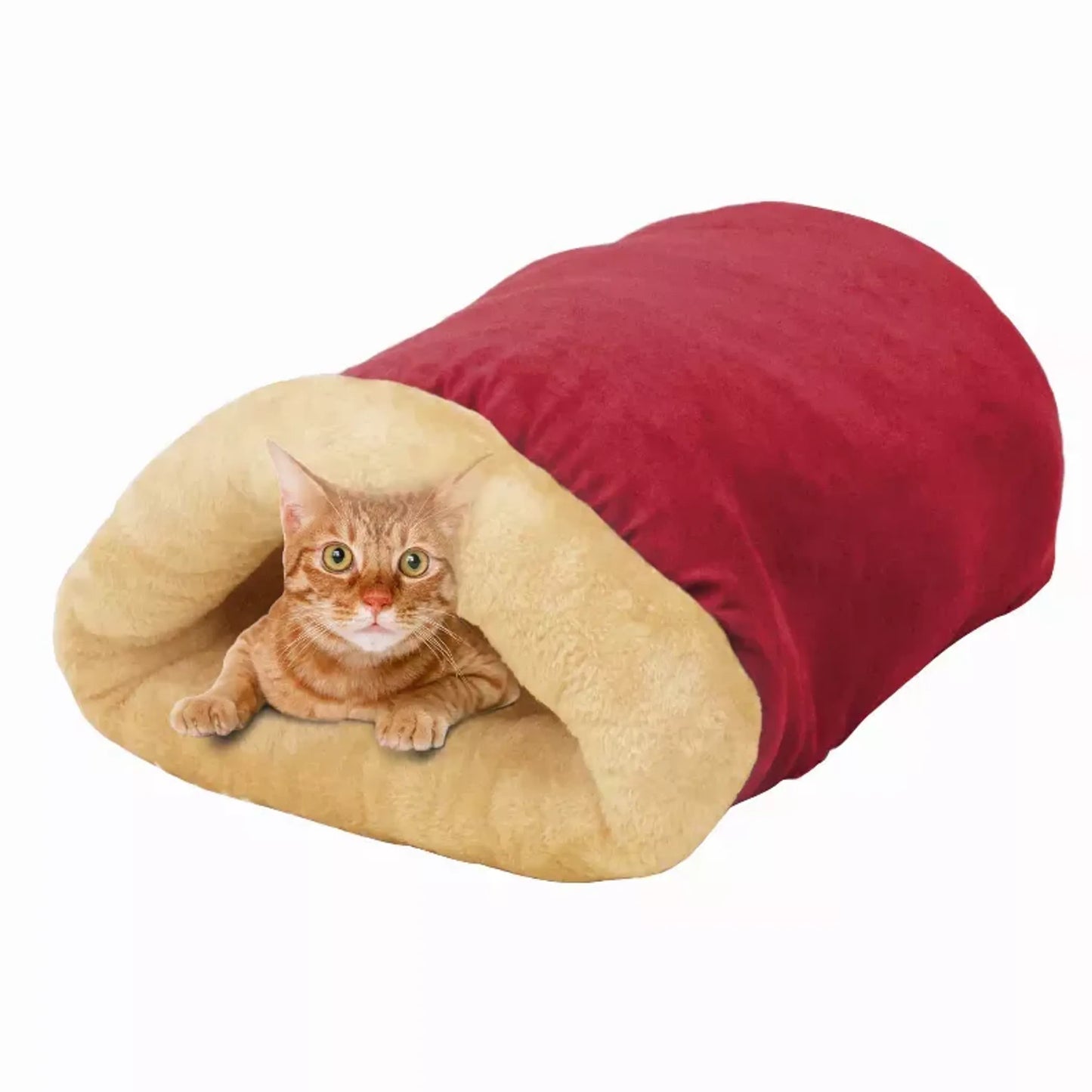 GOOPAWS 4 in 1 Self Warming Burrow Cat Bed, Pet Hideway Sleeping Cuddle Cave - Your Pet Connection