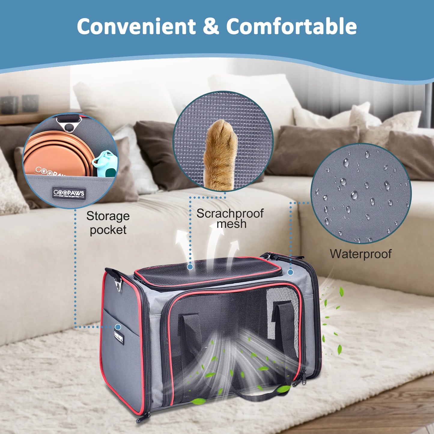 GOOPAWS Soft-Sided Kennel Pet Carrier for Small Dogs, Cats, Puppy, Airline Approved Cat Carriers Dog Carrier Collapsible, Travel Handbag & Car Seat - Your Pet Connection
