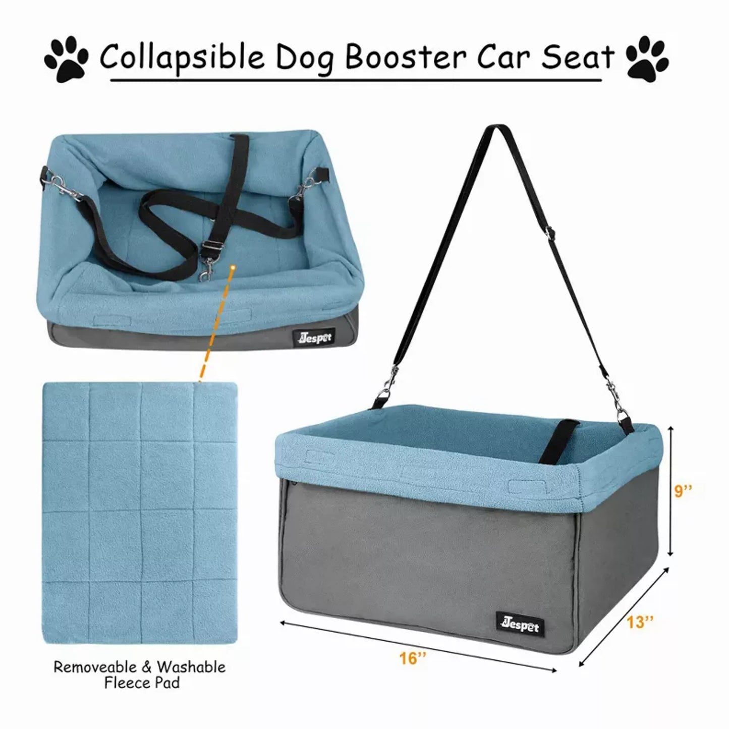 JESPET & GOOPAWS Dog Booster Seats for Cars, Portable Dog Car Seat Travel Carrier with Seat Belt for 24lbs Pets - Your Pet Connection
