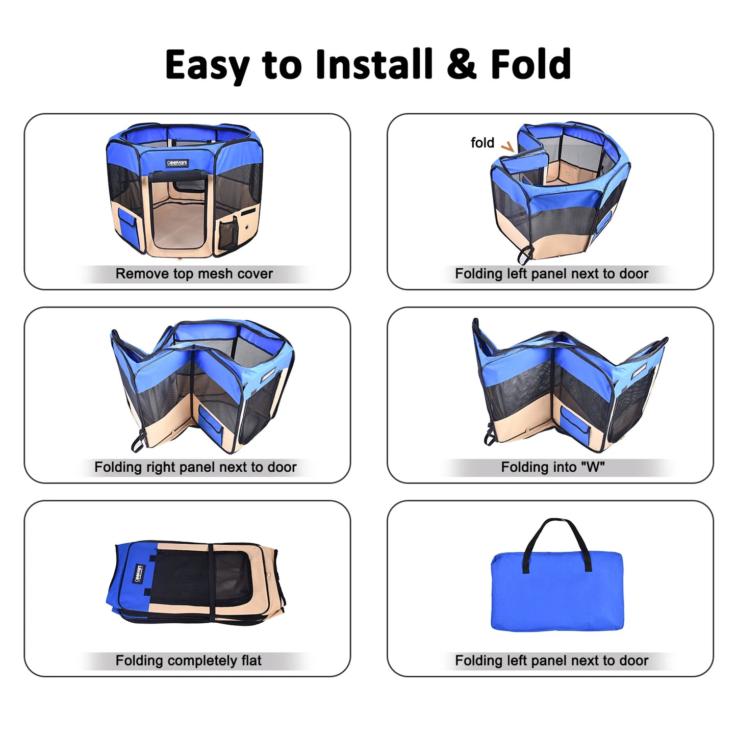 JESPET Pet Dog Playpens 36", 45" & 61" Portable Soft Dog Exercise Pen Kennel with Carry Bag for Puppy Cats Kittens Rabbits, Indoor/Outdoor Use - Your Pet Connection