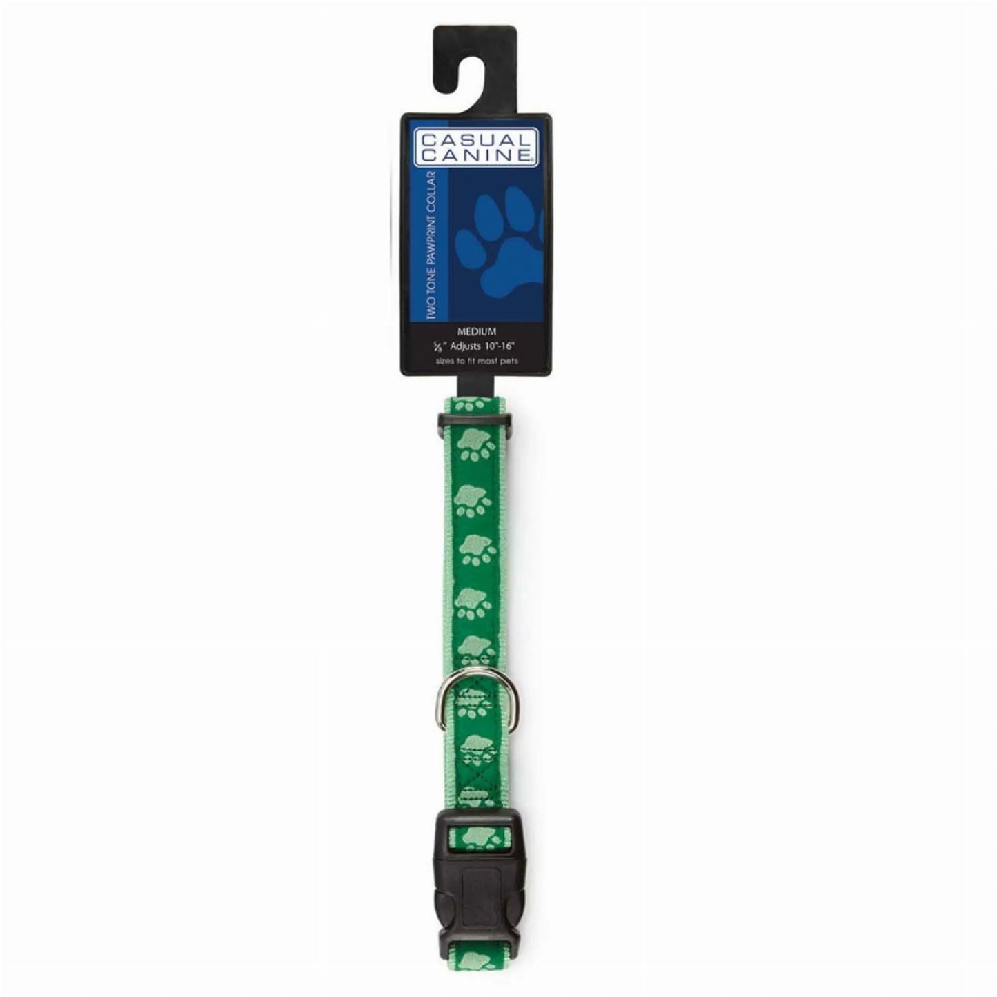 CC TwoTone Pawprint Collar 10-16In Blk - Your Pet Connection