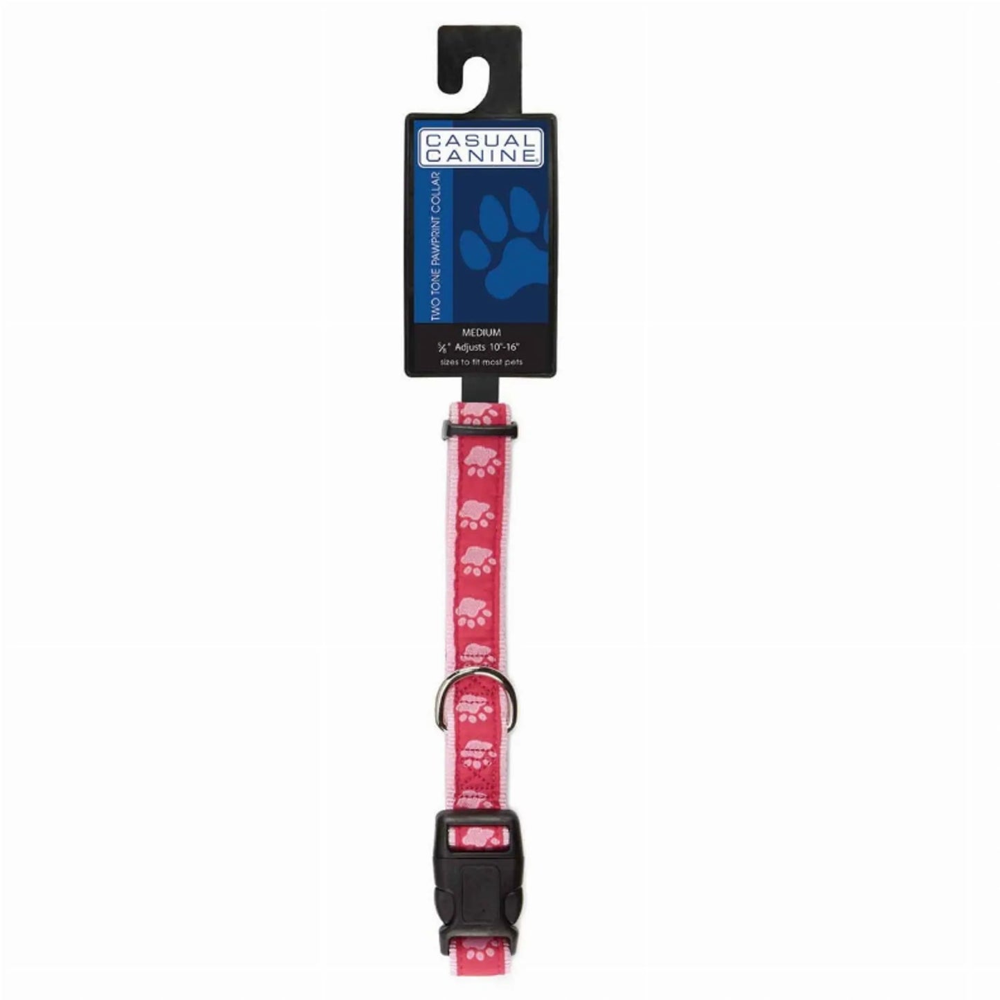 CC TwoTone Pawprint Collar 10-16In Blk - Your Pet Connection