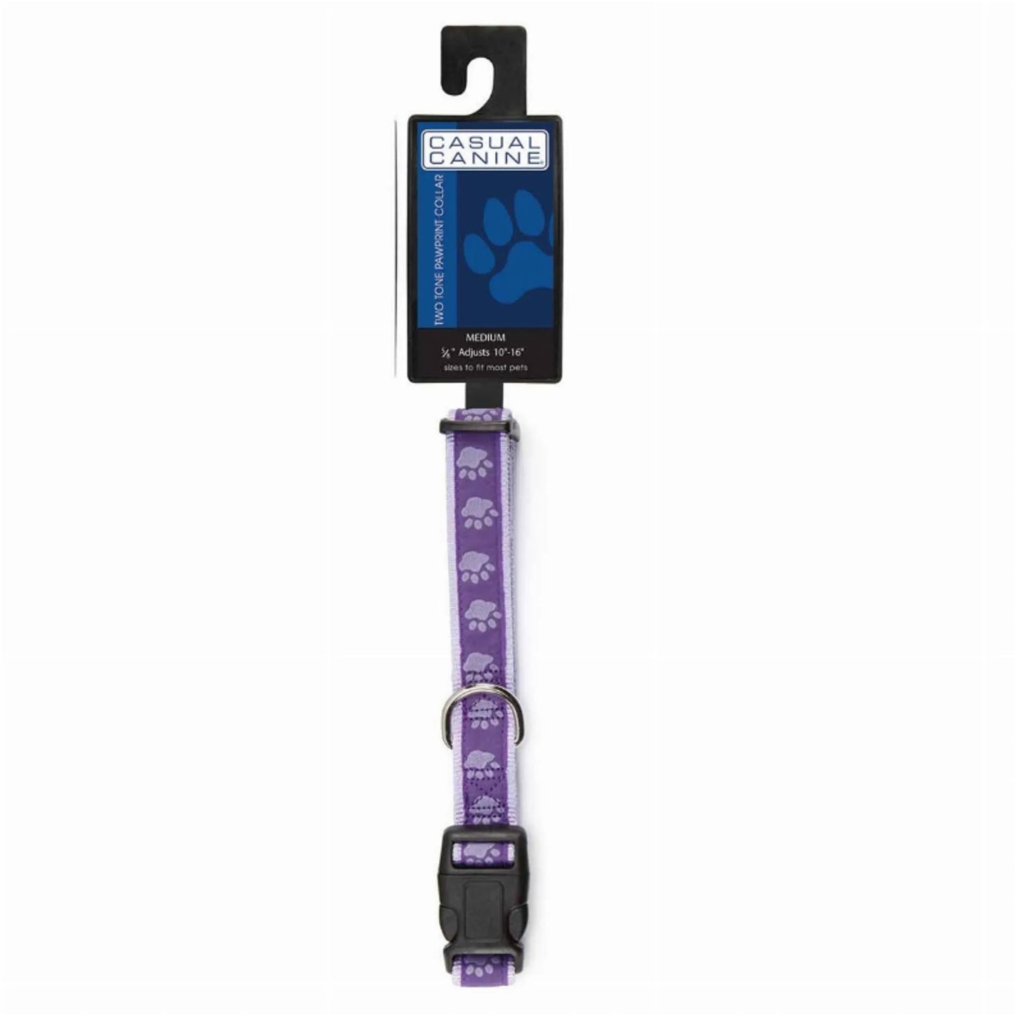 CC TwoTone Pawprint Collar 10-16In Blk - Your Pet Connection