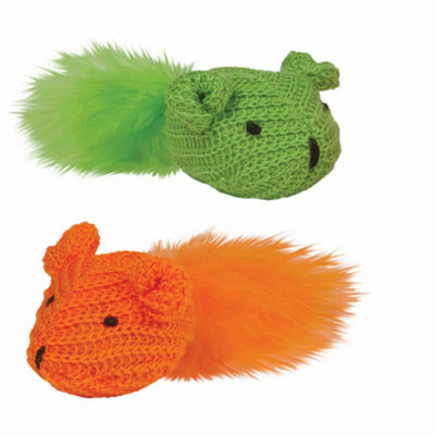 KB Knit Mouse with Feather 2Pk - Your Pet Connection