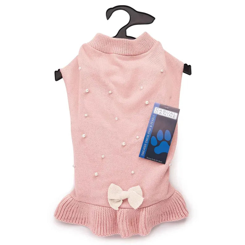 CC Sweater Dress Pink & Pearls XS - Your Pet Connection