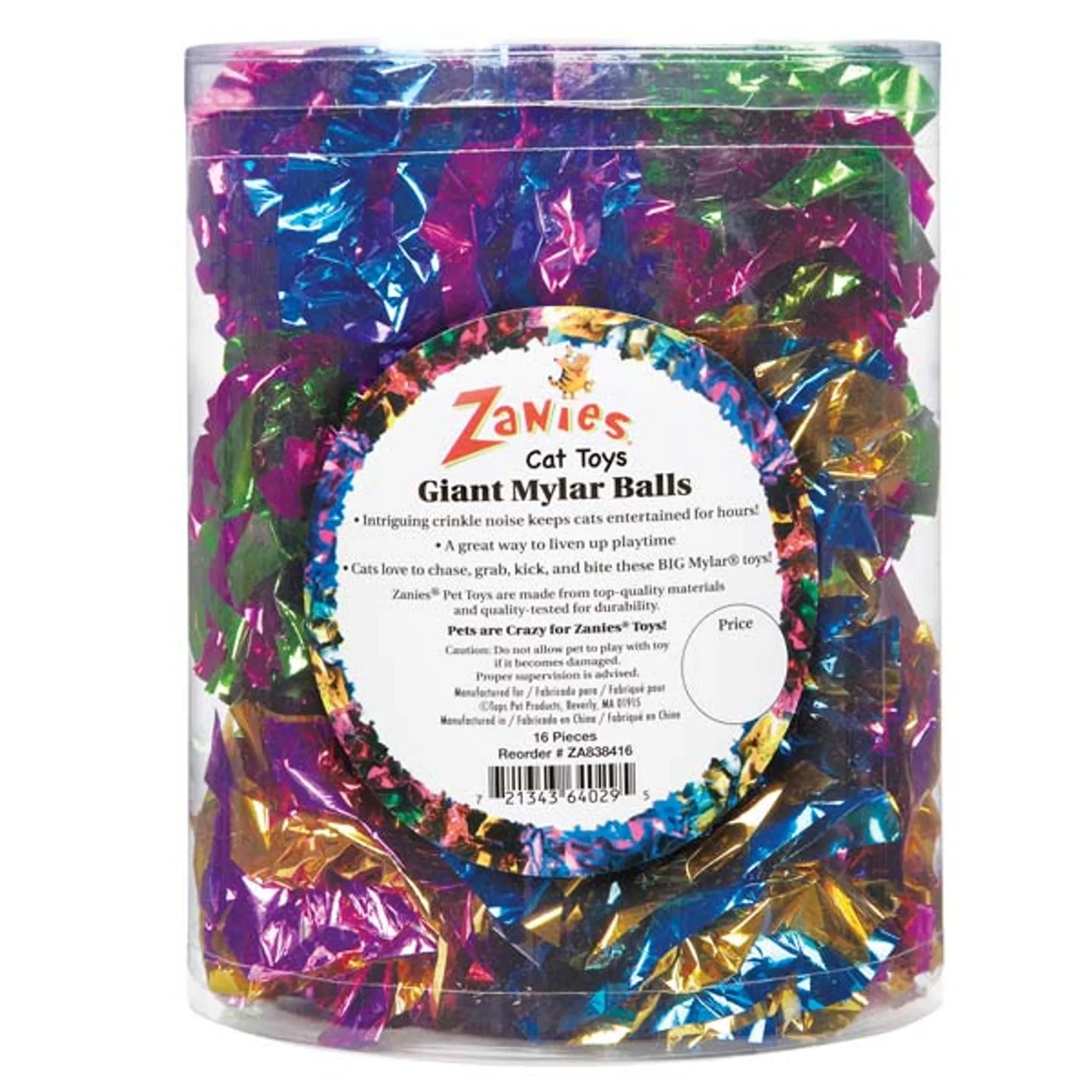 ZA Giant Mylar Ball Canister 16Pc - Your Pet Connection