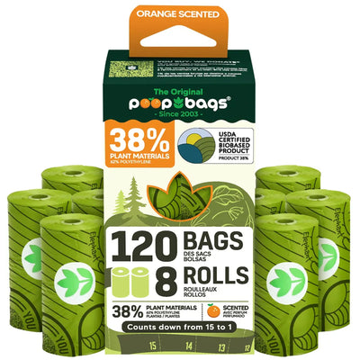 The Original Poop Bags Orange Scented USDA Biobased Rolls - Your Pet Connection