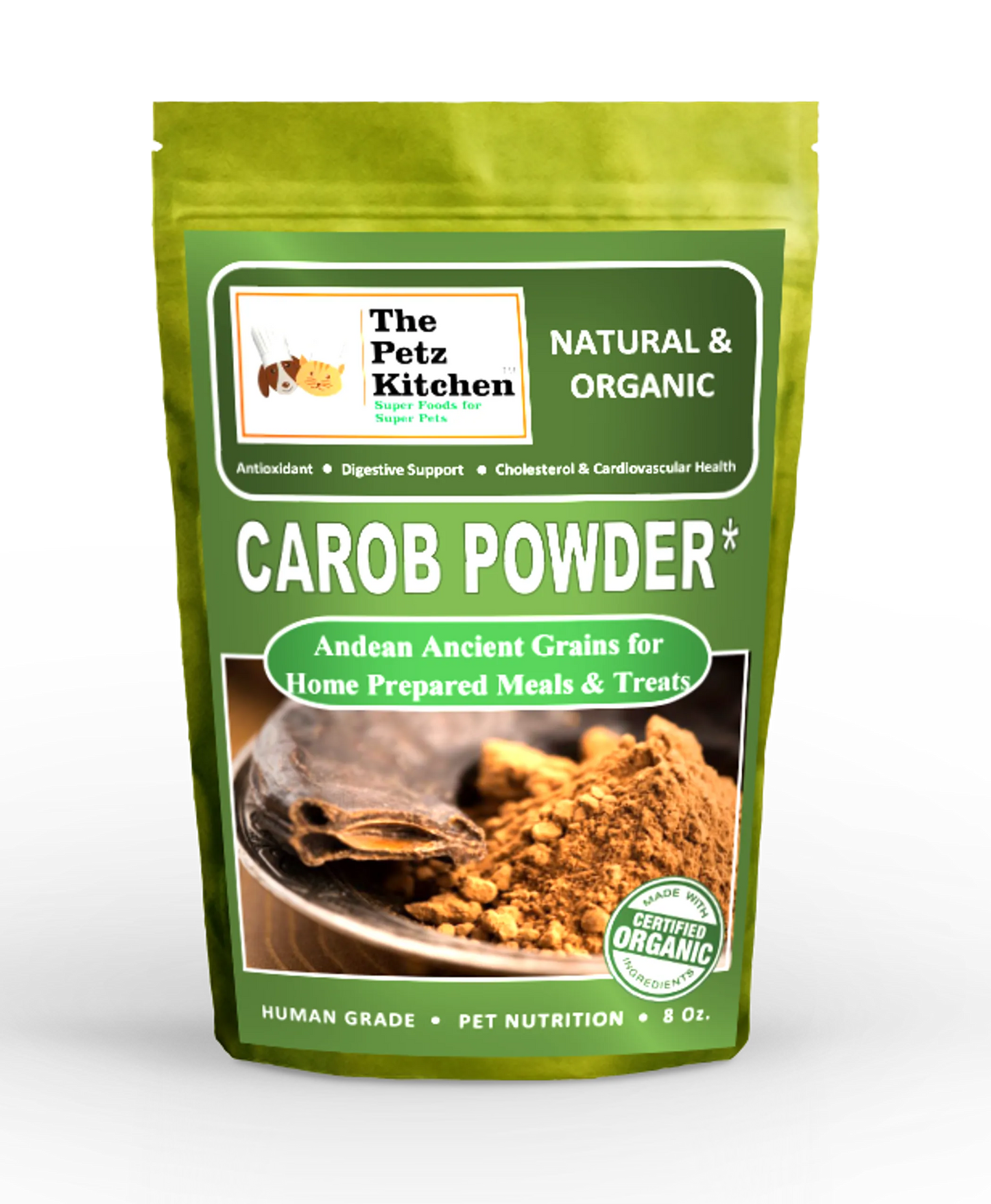 Carob Antioxidant Digestive & Cardiovascular Support* The Petz Kitchen - Organic Raw & Human Grade Ingredients For Home Prepared Meals & Treats - Your Pet Connection