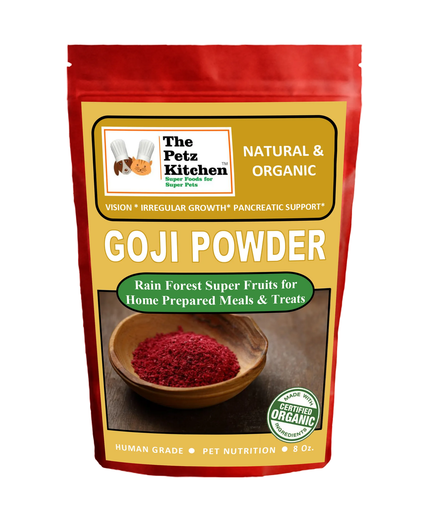 Goji Powder - Vision, Irregular Growth & Pancreatic Support* The Petz Kitchen - Your Pet Connection