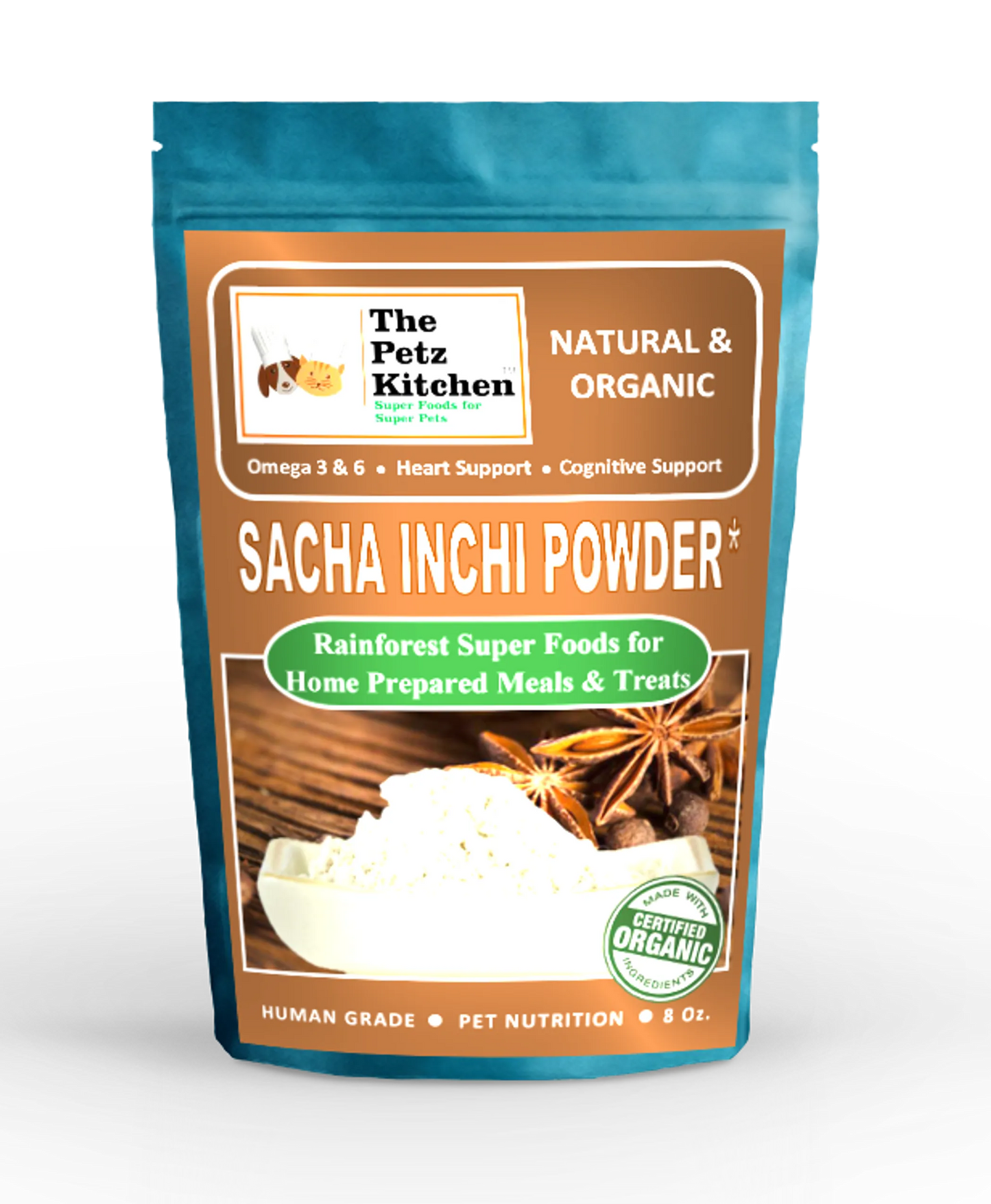 Sacha Inchi Omega 3 & 6 Digestive Support The Petz Kitchen- Organic & Human Grade Ingredients For Home Prepared Meals & Treats - Your Pet Connection