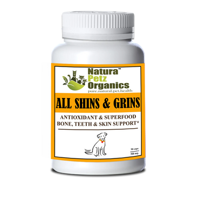 All Shins & Grins Capsules - Antioxidant Super Food Bone, Eye, Teeth & Skin Support Dog & Cat* - Your Pet Connection