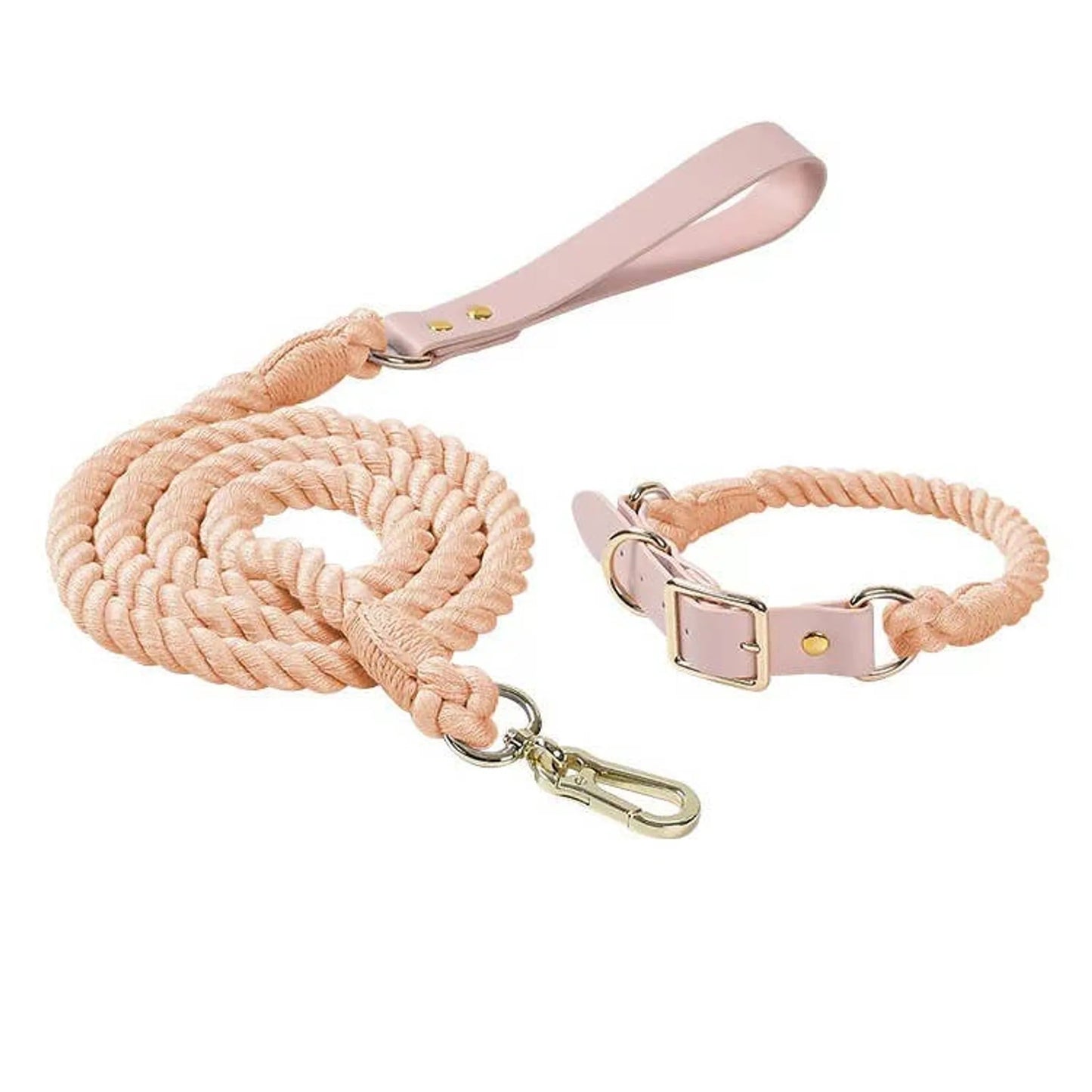 Luxe Royal Leather Rope Leash and Collar Set - Size: | Pack Of: 1 - Your Pet Connection