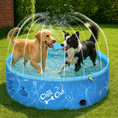 Chill Out - Dog Pool - 2-in-1 Foldable Sprinking Pool for Outdoor Backyard