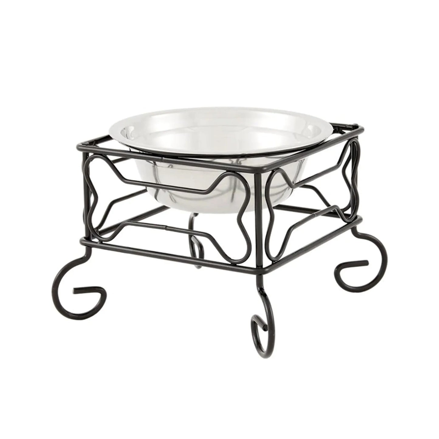YML Wrought Iron Stand with Single Stainless Steel Feeder Bowl - Your Pet Connection