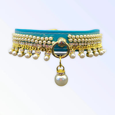 Bark Fifth Avenue Vegan Leather Rhinestone Dog Collar