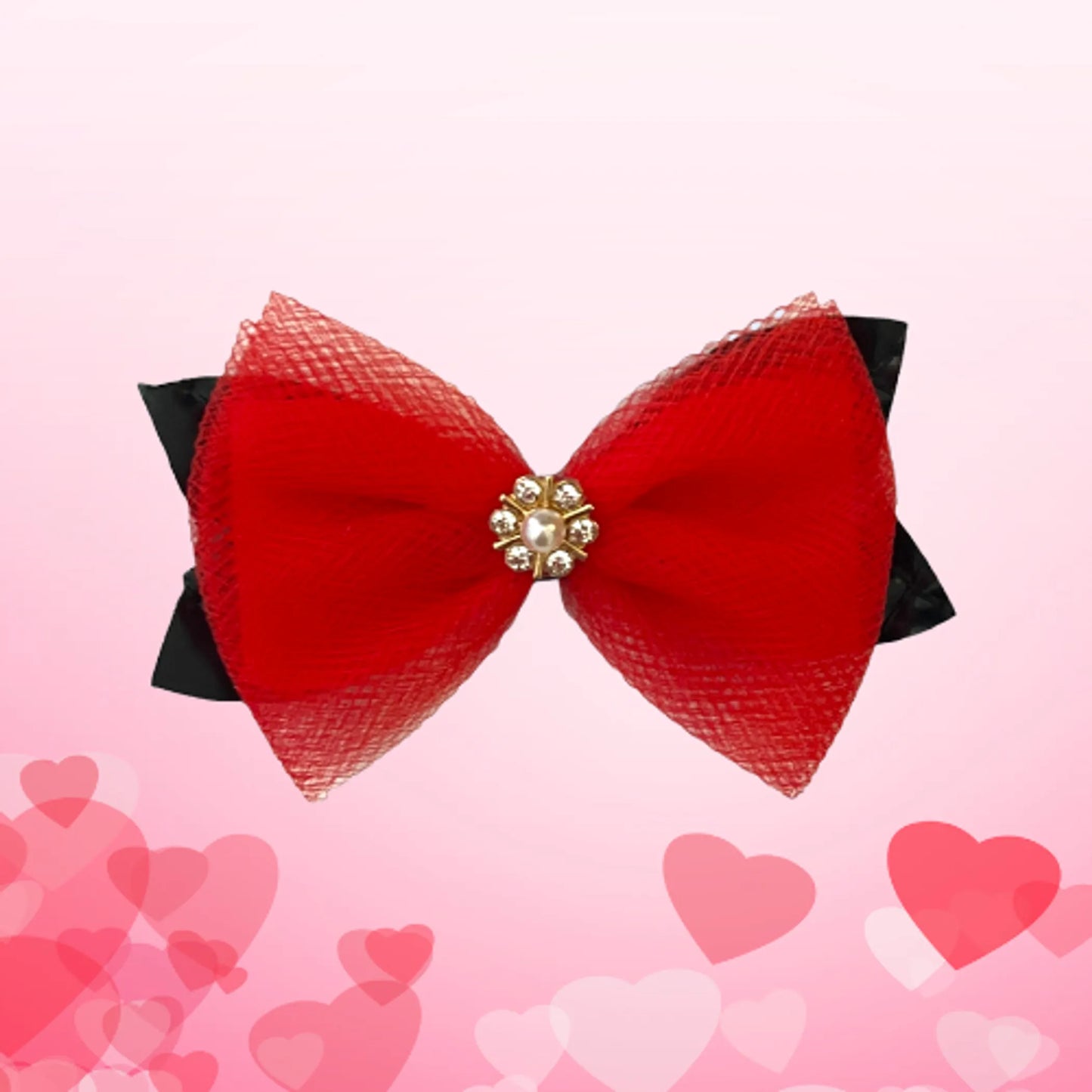 Tulle Pearl and Rhinestone Dog Hair Barrette - Your Pet Connection