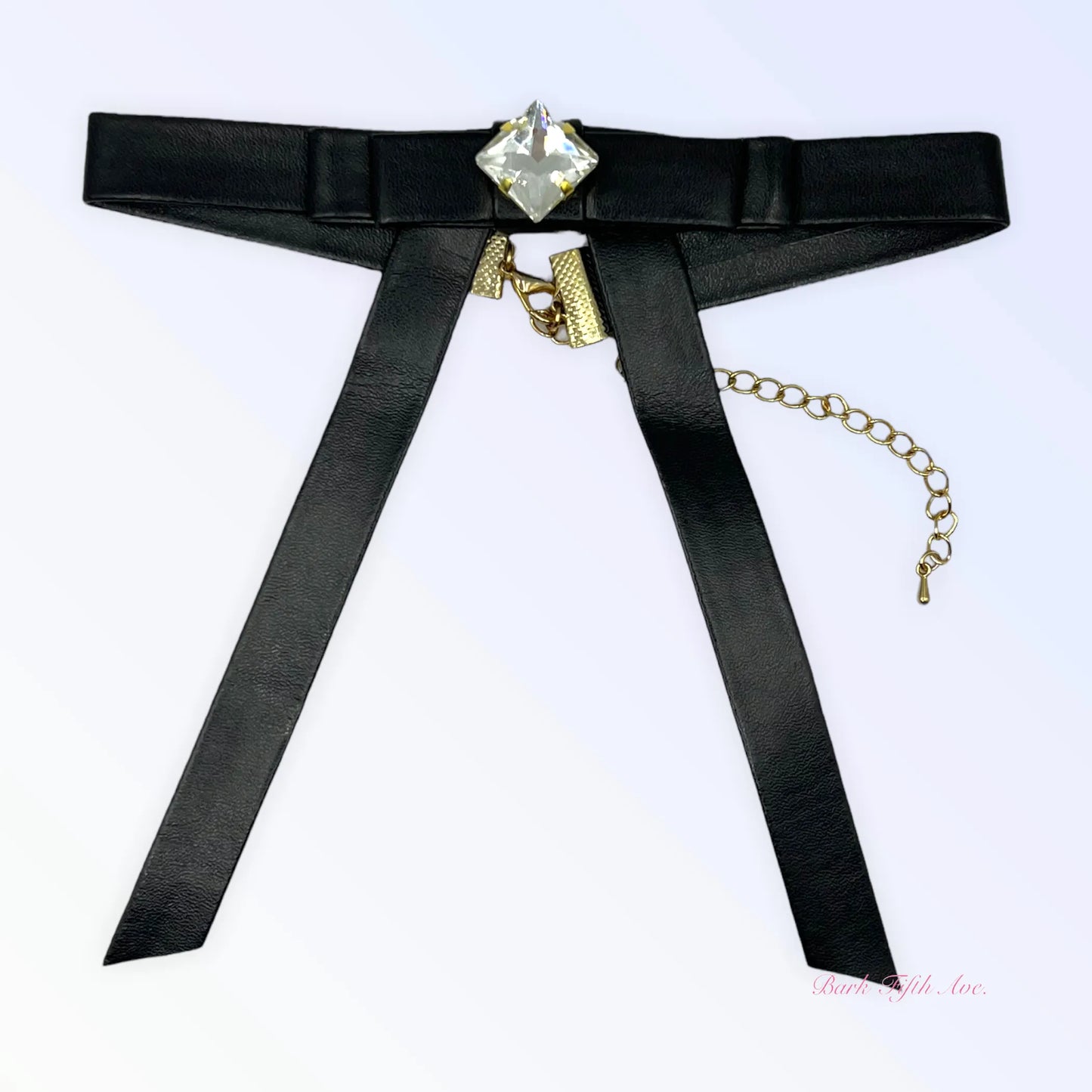 Black Vegan Leather Long Bow Necklace - Your Pet Connection