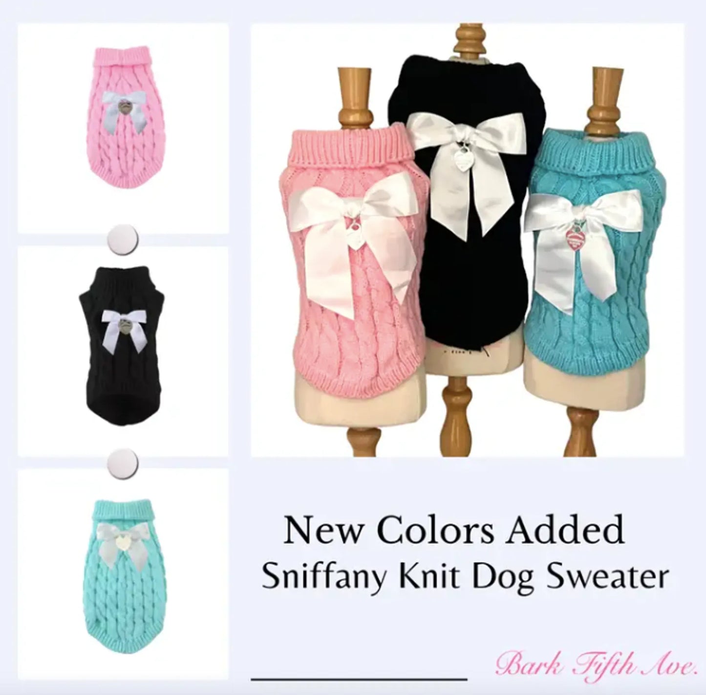 Bark Fifth Avenue Chic Satin Bow Dog Sweater