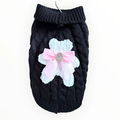 My Fuzzy Bear Bow Knit Dog Sweater - Your Pet Connection