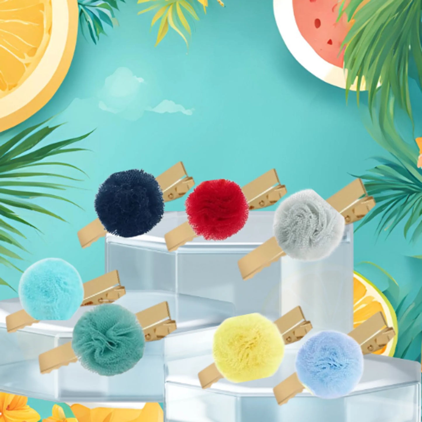 Poof Pom Dog Hair Barrettes- Solid Gold - Your Pet Connection