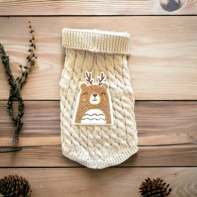 Antler Bear Knit Sweater- Dog Sweater - Your Pet Connection