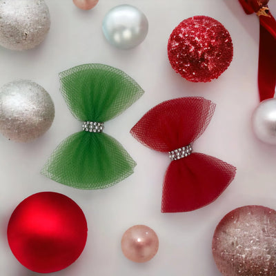 Holiday Cheer Tulle Bows- Dog Hair Bow - Your Pet Connection