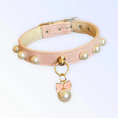 Beaded Pearls and Bow Collar - Your Pet Connection