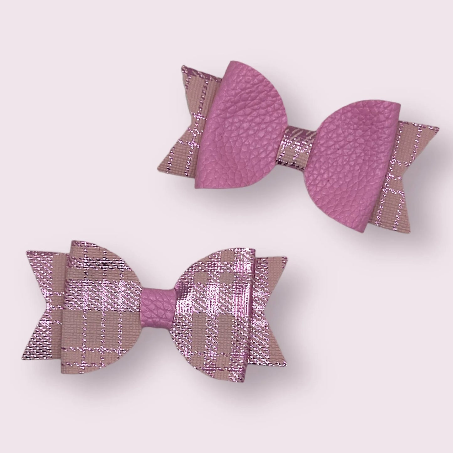 Bark Fifth Avenue Tartan Leatherette Dog Bows Set of Two