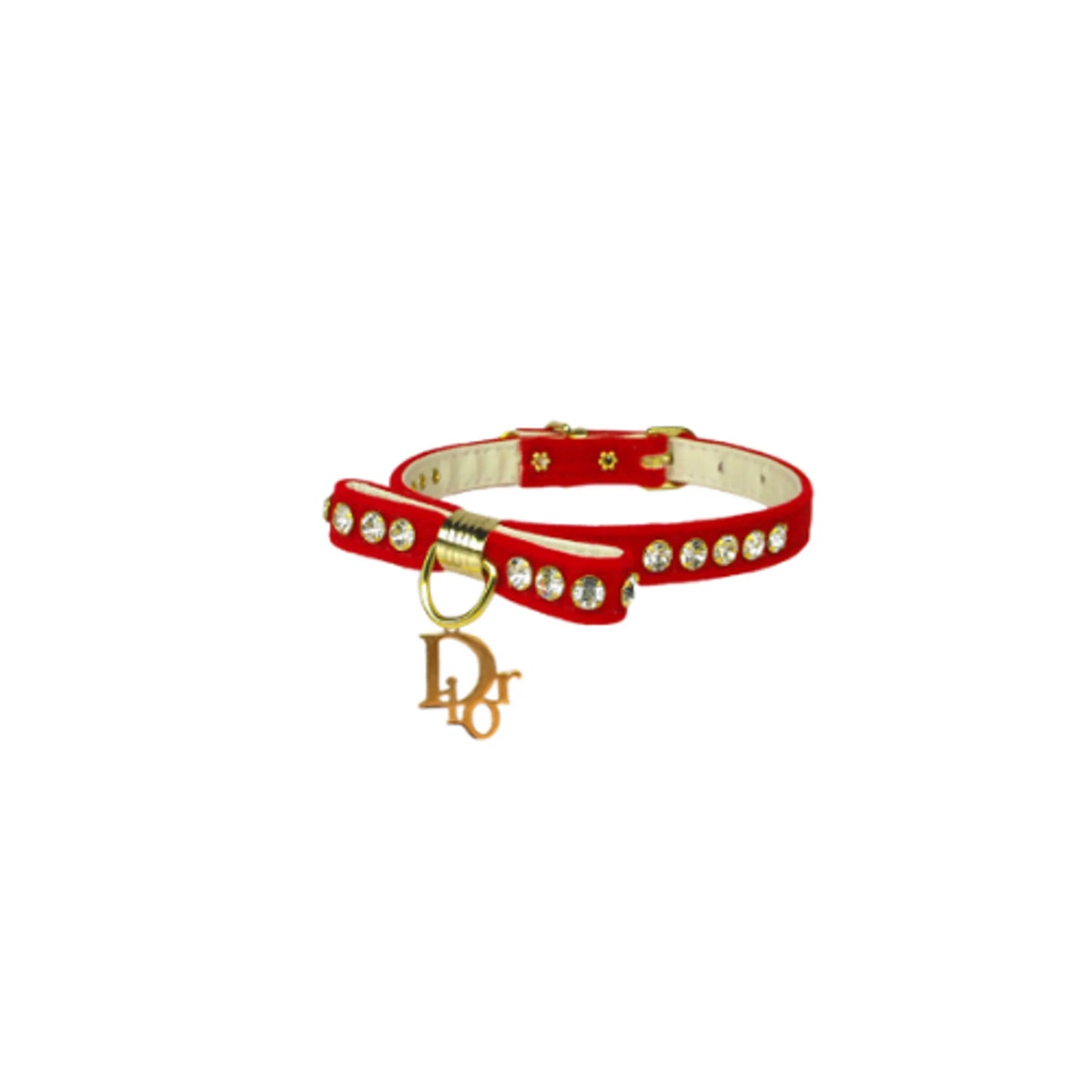Dior-able Velvet Bow Dog Collar - Your Pet Connection