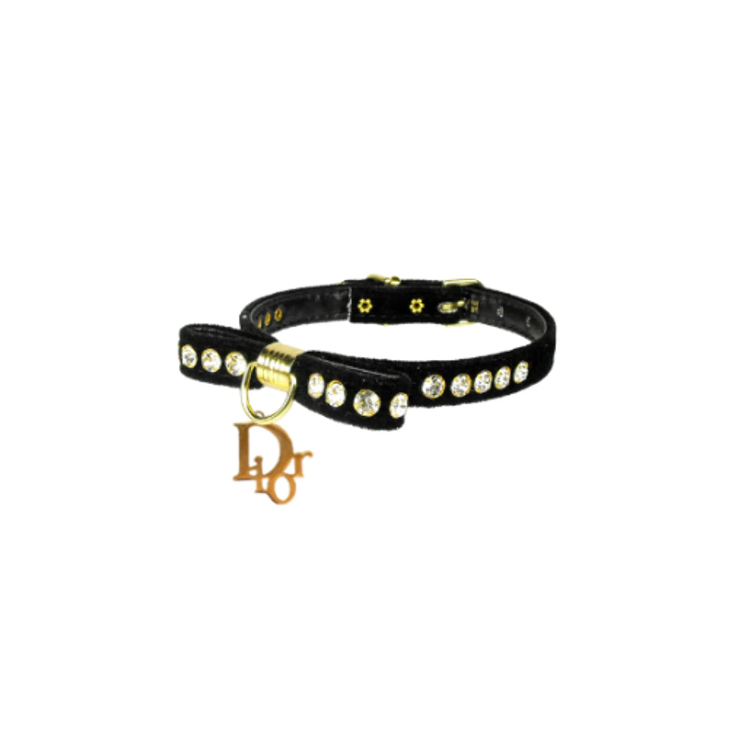 Dior-able Velvet Bow Dog Collar - Your Pet Connection