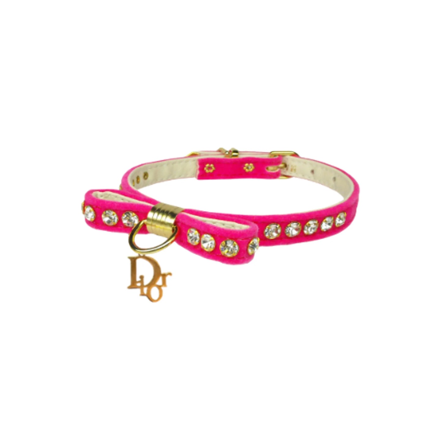 Dior-able Velvet Bow Dog Collar - Your Pet Connection
