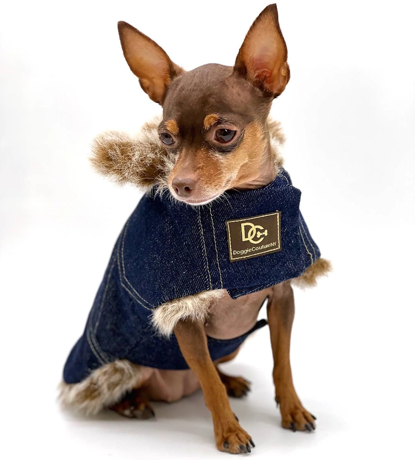 DCNY Faux Fur Denim Coat - Your Pet Connection