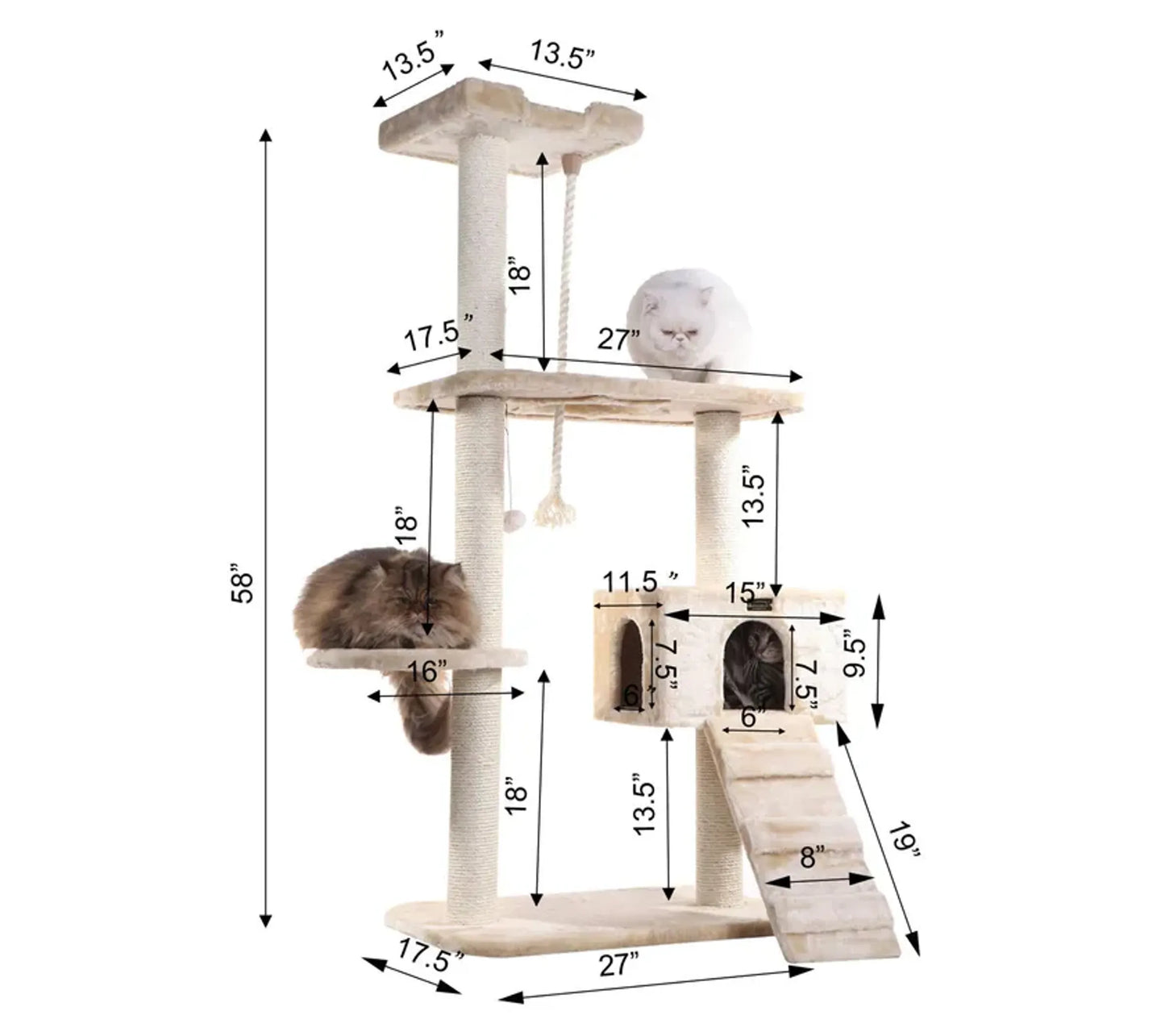 Armarkat Natural Sisal Scratching Cat Tree 58 Height BGE - Your Pet Connection