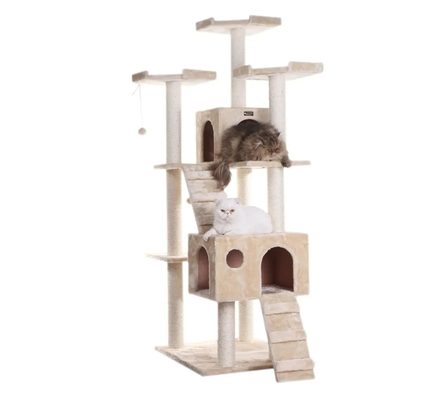 Real Wood 74" Multi-Level Cat Tree Large Cat Play Furniture - Your Pet Connection