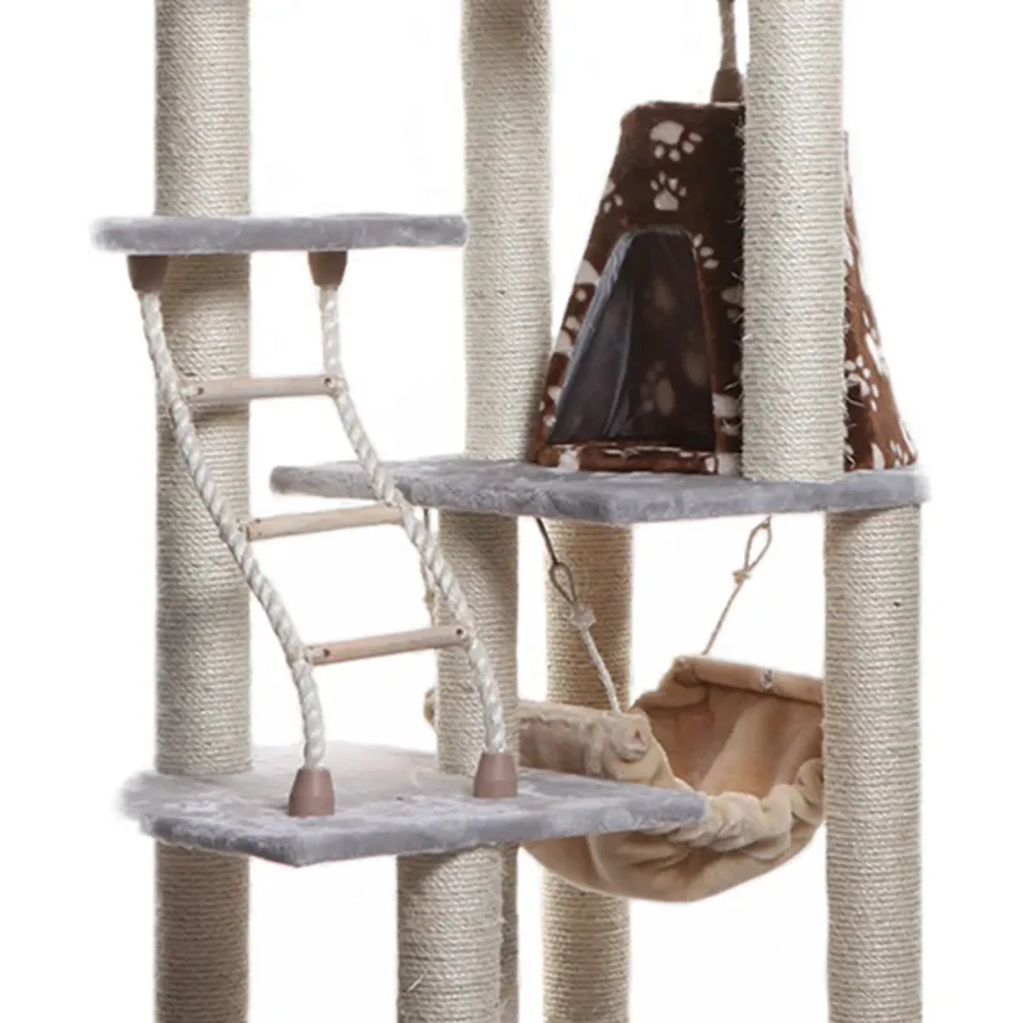 Real Wood Cat Climber Play House With Playhouse, Basket - Your Pet Connection