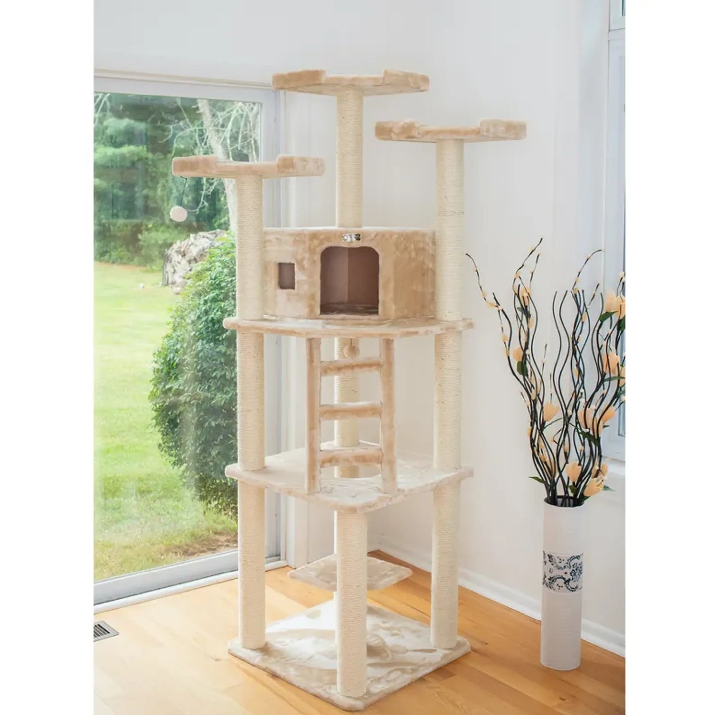 Armarkat Multi-function Real WOOD Cat Tower Beige - Your Pet Connection