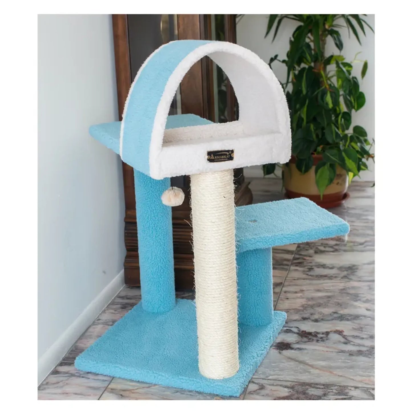 Armarkat Sky Blue 29" Cat Tree Real Wood Cat Tunnel - Your Pet Connection