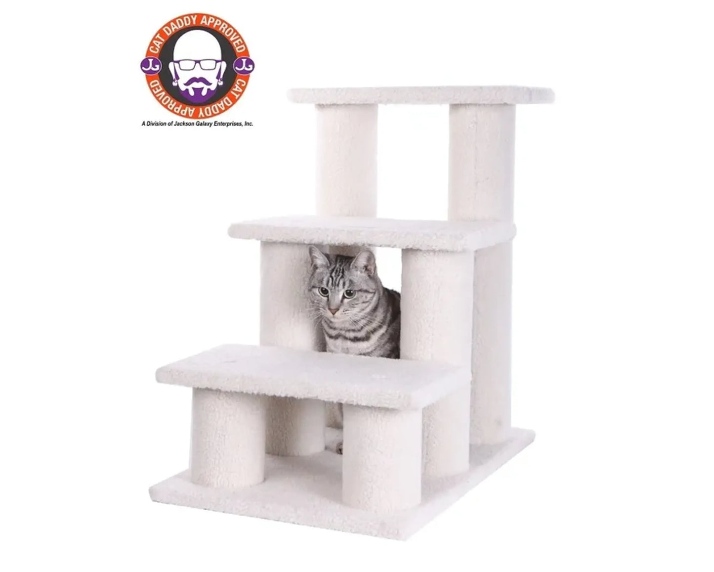 Real Wood 3 Step Cat Step Stairs Ramp, 25" Dogs Climber - Your Pet Connection