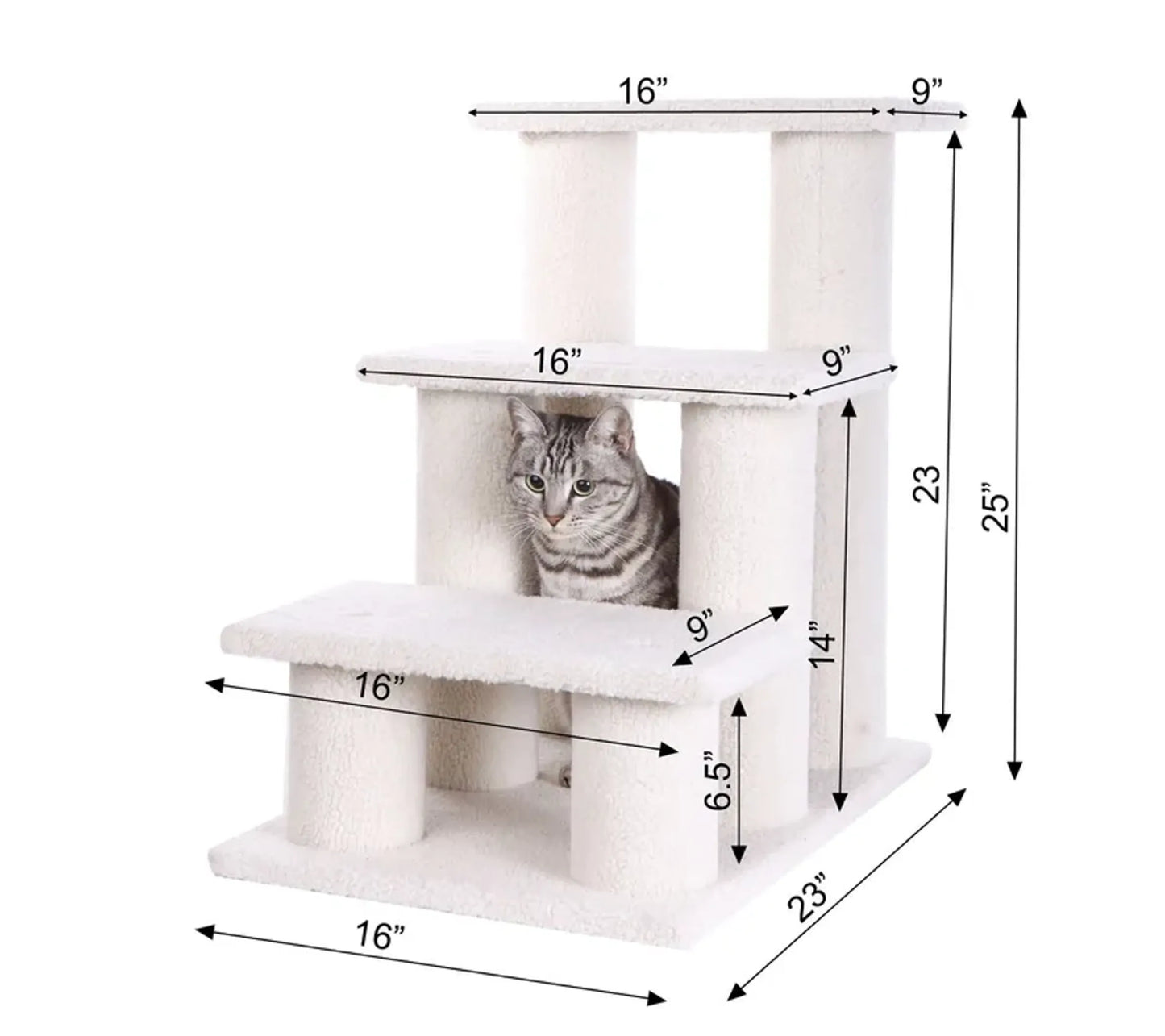 Real Wood 3 Step Cat Step Stairs Ramp, 25" Dogs Climber - Your Pet Connection