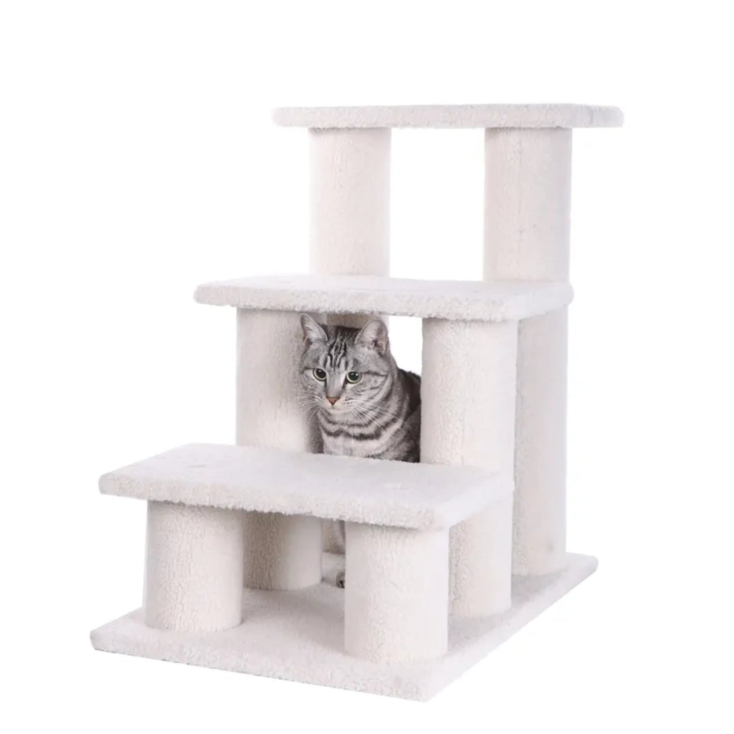 Real Wood 3 Step Cat Step Stairs Ramp, 25" Dogs Climber - Your Pet Connection