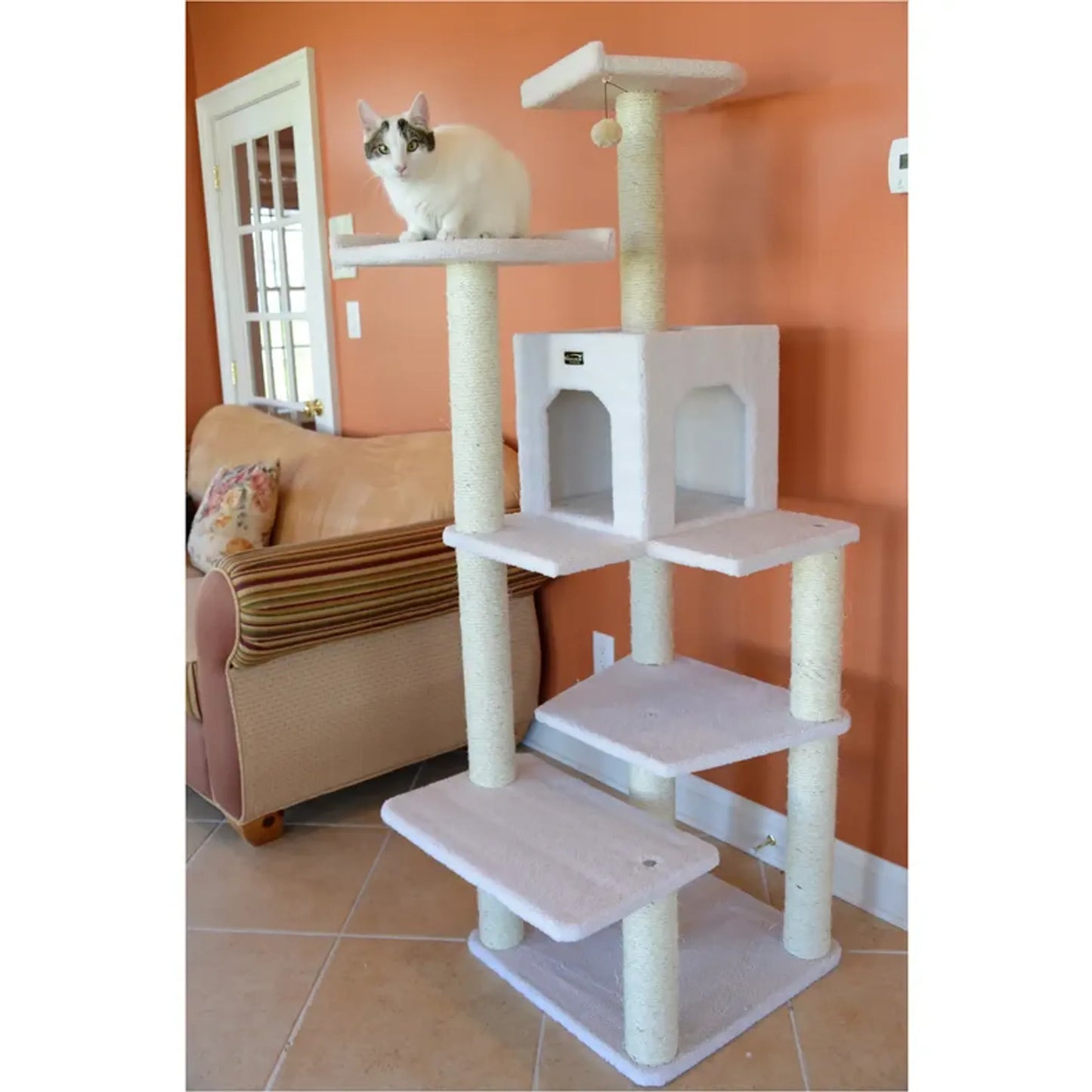 Real Wood B6802 Classic Cat Tree In Ivory 6 Levels Condo - Your Pet Connection