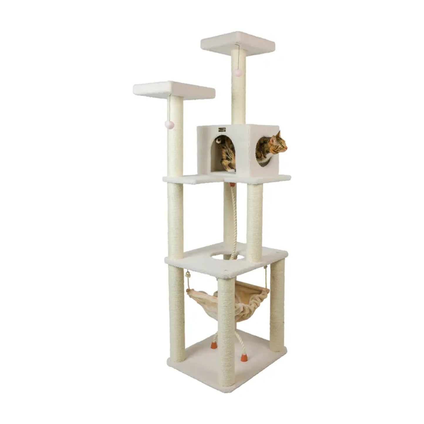 Real Wood B7301 Classic Ivory Cat Tree, 4 Levels With Rope - Your Pet Connection