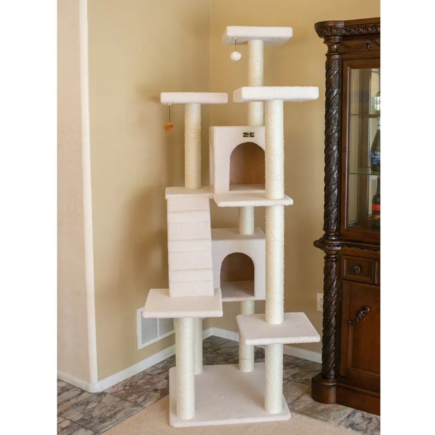 Real Wood Classic Ivory Cat Tree Multi Levels Condos B7701 - Your Pet Connection