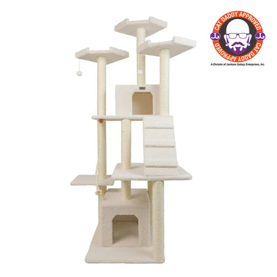 Real Wood B8201 Classic Ivory Cat Tree Multi Levels W Ramp