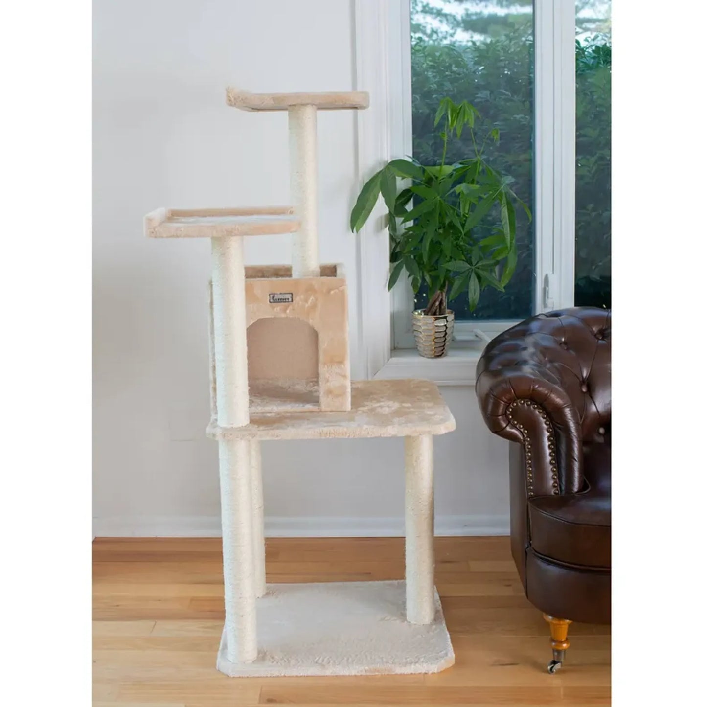 GleePet 57-Inch Height Cat Tree Two-Door Real Wood Condo Bge - Your Pet Connection