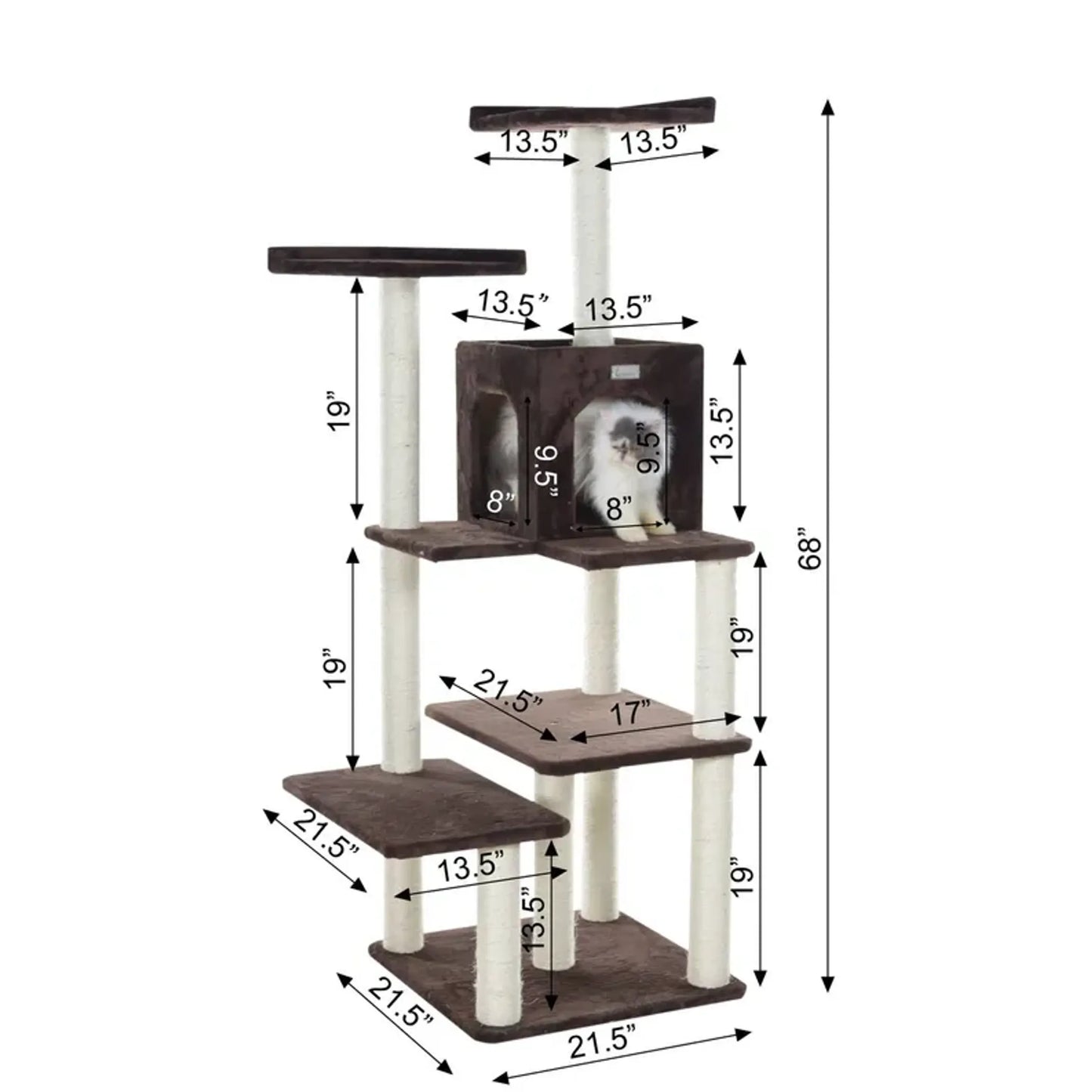 GleePet 66-Inch Cat Tree Real Wood Cat Climber W 4 Levels - Your Pet Connection