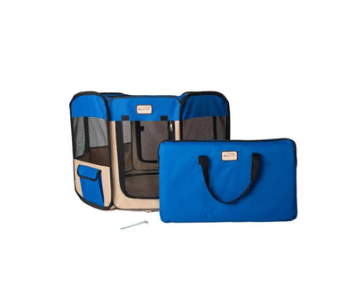 Armarkat Portable Pet Playpen In Blue and Beige Combo - Your Pet Connection