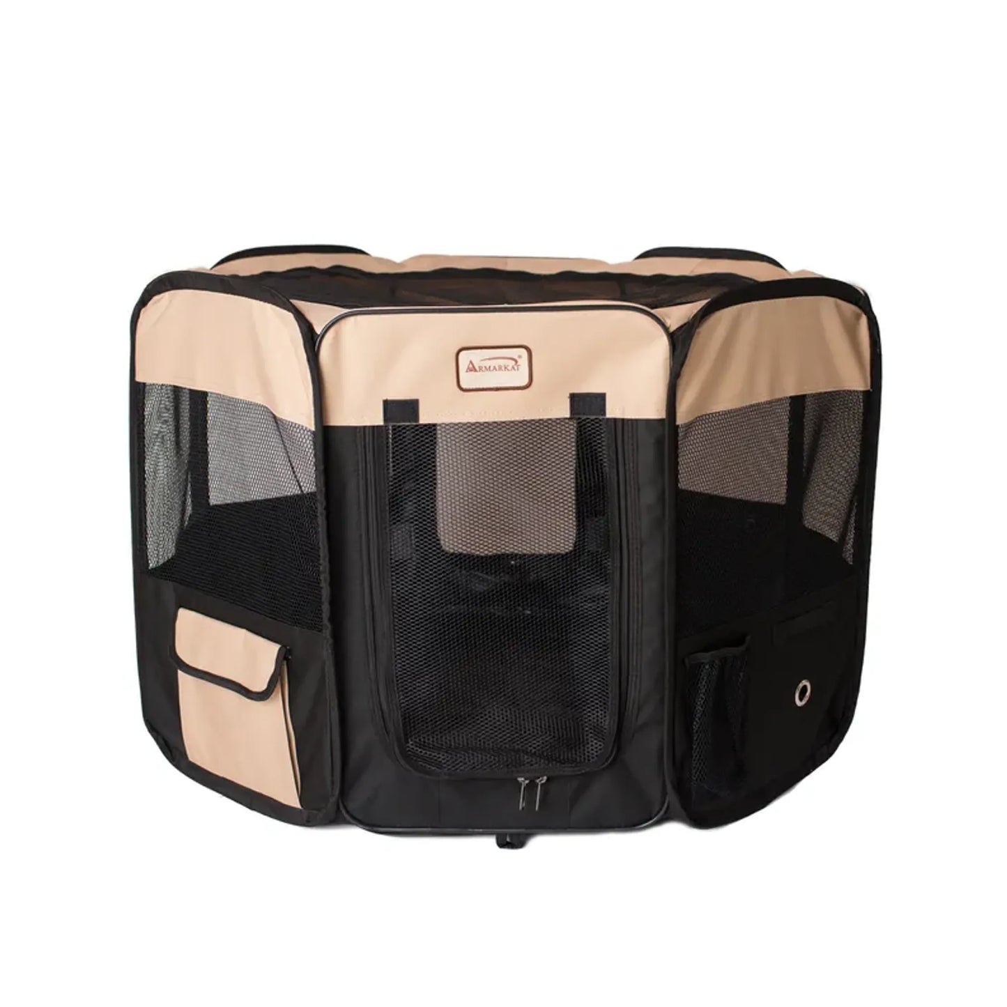 Armarkat PP003BGE-M Portable Pet Playpen In Bk and Bge Combo - Your Pet Connection